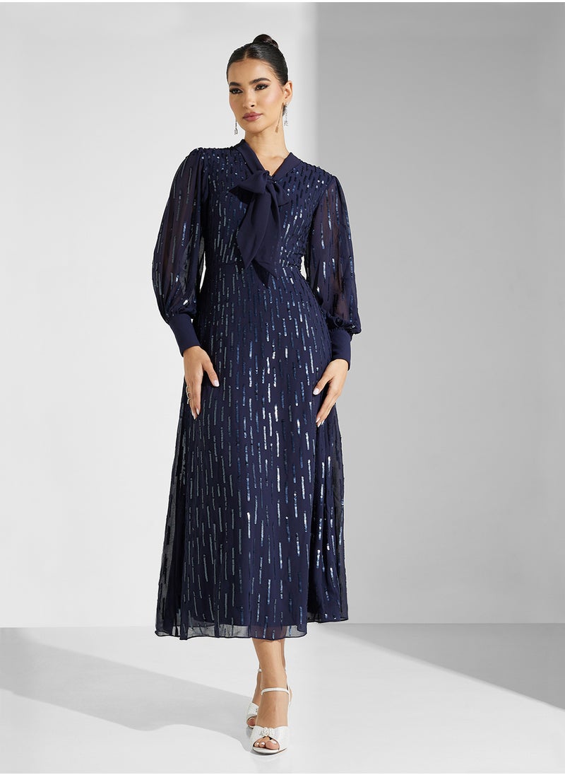 Amelia Rose Puff Sleeve Sequin Maxi Dress  - Image 4