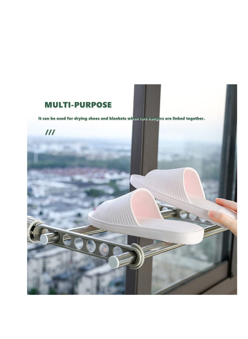 Excefore Portable Travel Hanger, 2 Packs Clothes Drying Rack for Hotel Home,  Rotary Clip-on Hanger Holder, Wall Mounted Clothes Bar for Bathroom Bedroom Laundry Room Balcony Rack Space Saver, Green & Grey  - Image 3