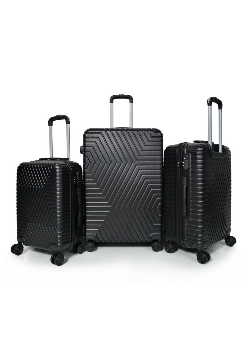MORANO - Murano Luggage Set, Durable and Lightweight, Made of Hard ABS Fiber, Four-Piece Spinning Wheel Suitcase with Built-in Lock, Black , Set of 3 Pieces - Image 1
