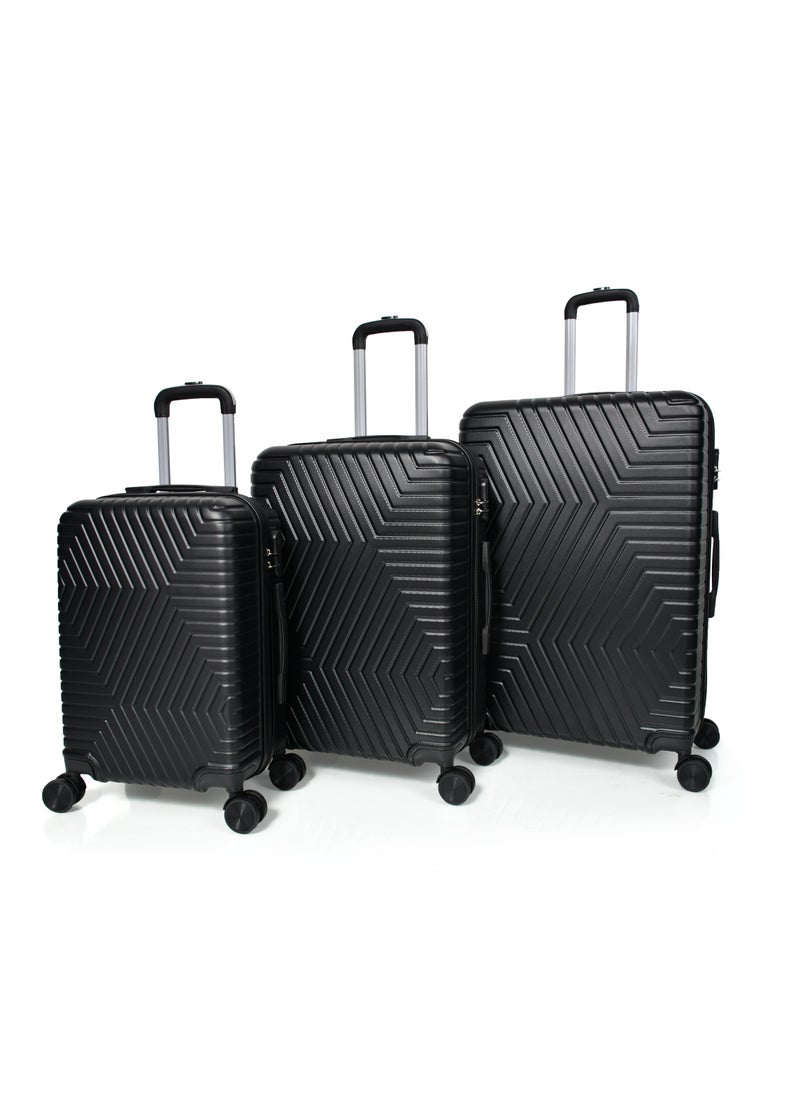 MORANO - Murano Luggage Set, Durable and Lightweight, Made of Hard ABS Fiber, Four-Piece Spinning Wheel Suitcase with Built-in Lock, Black , Set of 3 Pieces - Image 1