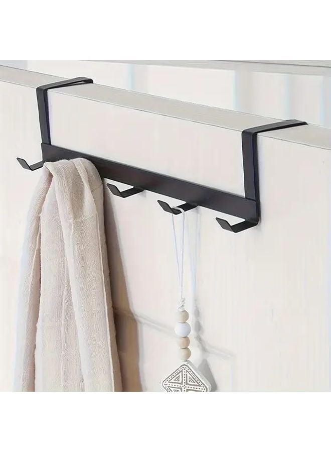 Black Bathroom Hook Over The Door Coat Rack Wall Mount Organizer For Coats Hats Robes Towels - Image 1