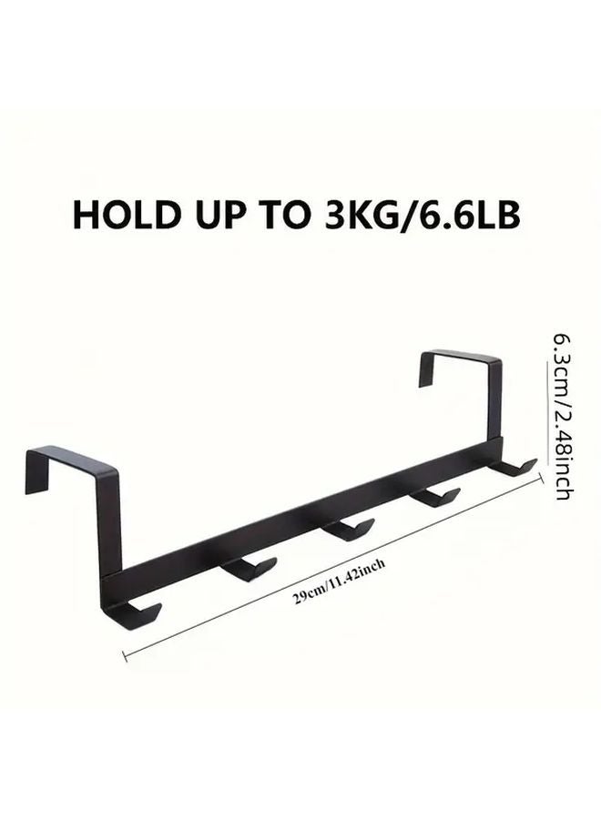 Black Bathroom Hook Over The Door Coat Rack Wall Mount Organizer For Coats Hats Robes Towels - Image 3