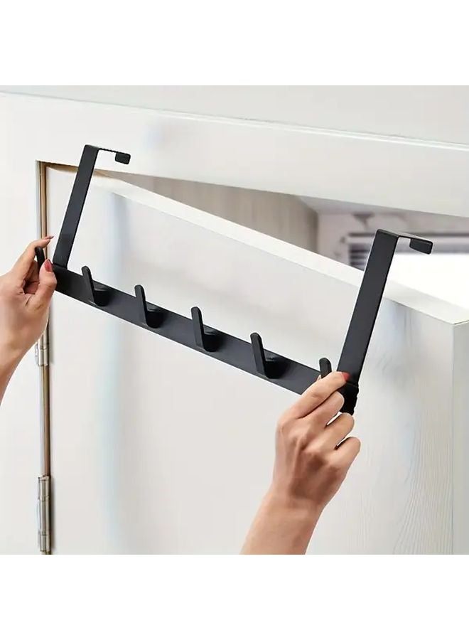 Black Bathroom Hook Over The Door Coat Rack Wall Mount Organizer For Coats Hats Robes Towels - Image 2