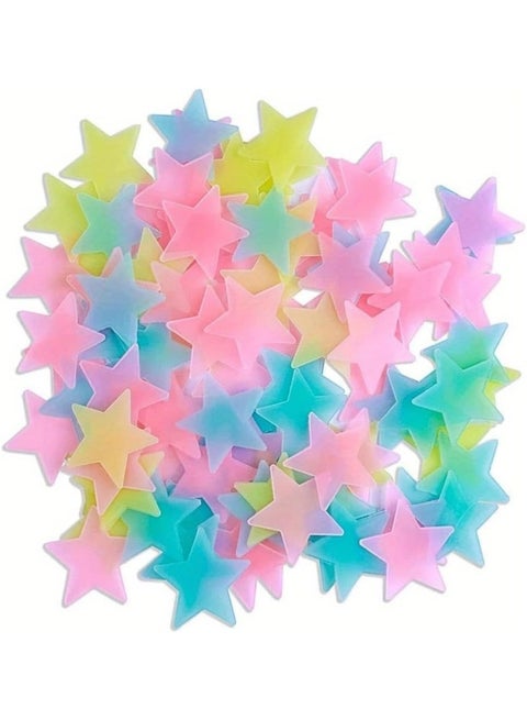 100 Pieces Glow in the Dark Stars, Colorful Luminous Stars, Plastic Wall Stickers for Home Decor and Bedroom Decoration, Multicolor