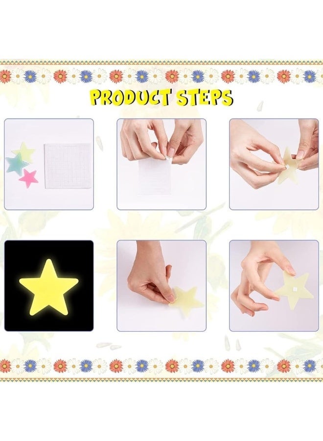 100 Pieces Glow in the Dark Stars, Colorful Luminous Stars, Plastic Wall Stickers for Home Decor and Bedroom Decoration, Multicolor - Image 5