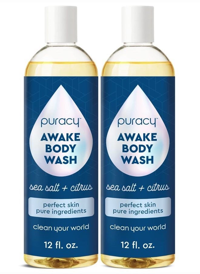 puracy Body Wash, Natural Body Wash, 98.6% Pure Plant Ingredients, Moisturizing Shower Gel for Women Men Kids, Body Soap for Dry Sensitive Skin. Gently Scented with Citrus & Sea Salt, 12 Oz (2-Pack)  - Image 1
