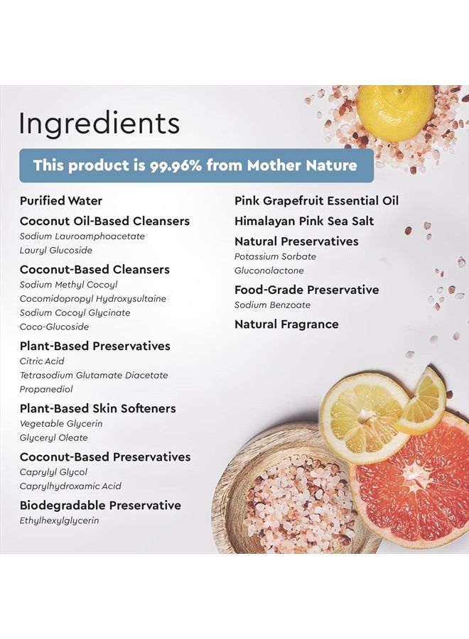 Body Wash, Natural Body Wash, 98.6% Pure Plant Ingredients, Moisturizing Shower Gel for Women Men Kids, Body Soap for Dry Sensitive Skin. Gently Scented with Citrus & Sea Salt, 12 Oz (2-Pack)