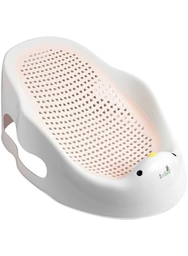 Turtees Portable Baby Bath Support Seat with Silicone Mesh Cushion – Anti-Slip Infant Bath Tub Bather for Newborns, Ergonomic Baby Bath Seat, Quick Drain Design – Pink