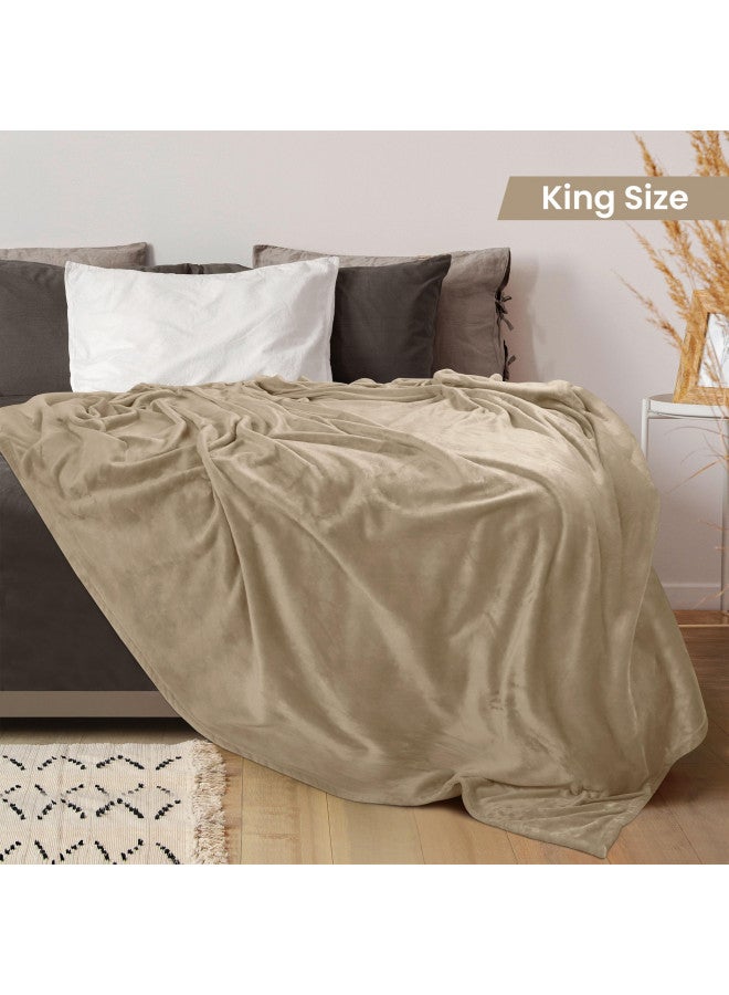 Utopia Bedding Utopia Bedding Fleece Blanket King Size Camel 300GSM Luxury Fuzzy Soft Anti-Static Microfiber Bed Blanket (90x102 Inches)  - Image 2