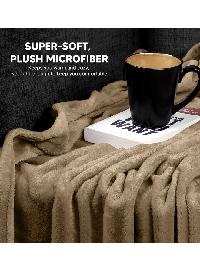 Utopia Bedding Utopia Bedding Fleece Blanket King Size Camel 300GSM Luxury Fuzzy Soft Anti-Static Microfiber Bed Blanket (90x102 Inches)  - Image 3