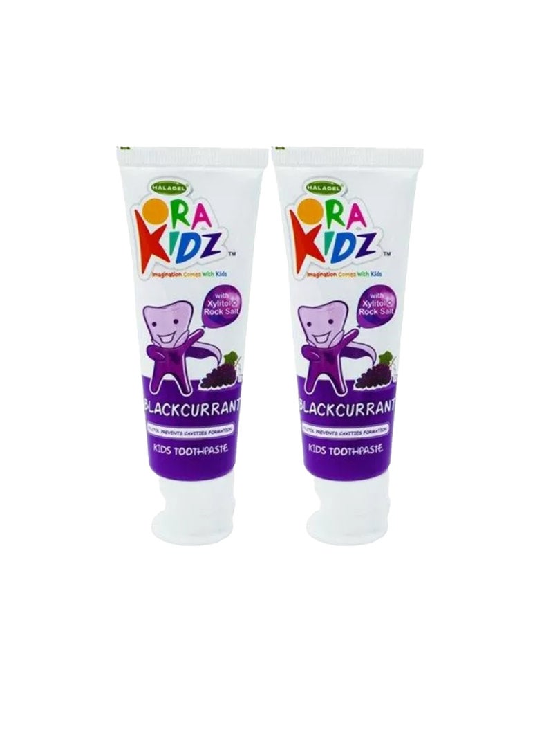 هلاجيل معجون أسنان أوراكيدز للأطفال بنكهة الكشمش الأسود 50 جم × 2 من هالاجيل – معجون حلال بدون فلورايد للأطفال - Image 1