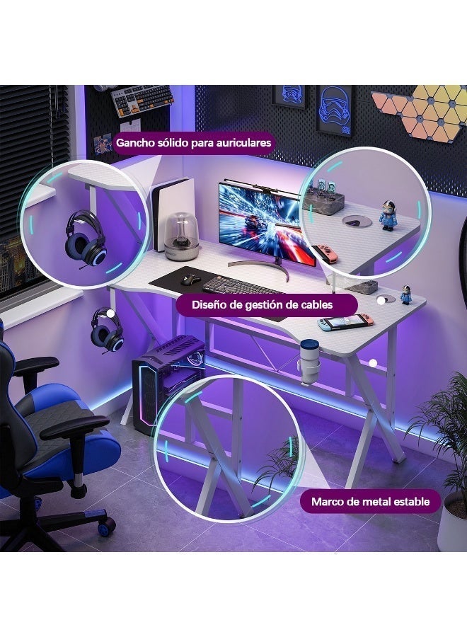 SHEIDLIN K-Shaped Leg Gaming Desk, Stable Metal Frame, Headphone Hook and Cable Management Design for Gaming & Office Use - Image 2