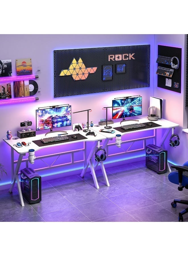 SHEIDLIN K-Shaped Leg Gaming Desk, Stable Metal Frame, Headphone Hook and Cable Management Design for Gaming & Office Use - Image 4