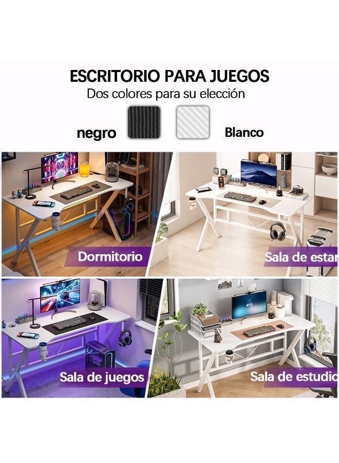 SHEIDLIN K-Shaped Leg Gaming Desk, Stable Metal Frame, Headphone Hook and Cable Management Design for Gaming & Office Use - Image 5