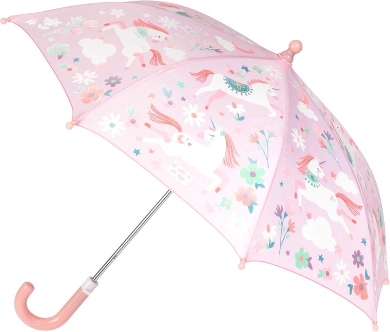 Stephen Joseph Kids' Color Changing Wet Dry Umbrella, Water reacting, Pinch Free Umbrellas for Rain Children's Umbrella, BUTTERFLY, 23"X29 - Image 1