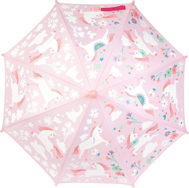 Stephen Joseph Kids' Color Changing Wet Dry Umbrella, Water reacting, Pinch Free Umbrellas for Rain Children's Umbrella, BUTTERFLY, 23"X29 - Image 2
