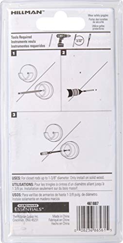 Hardware Essentials 851541 White Plastic Pole Socket Set-1-3/8" - Image 3