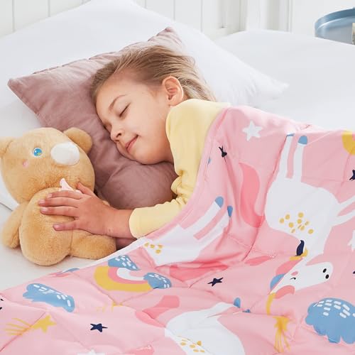 HOSUKKO Weighted Blanket - 5 lbs Pink Unicorn Heavy Blanket - Small Size Breathable Lap Blanket(36"x48", 5 lbs) - Image 1