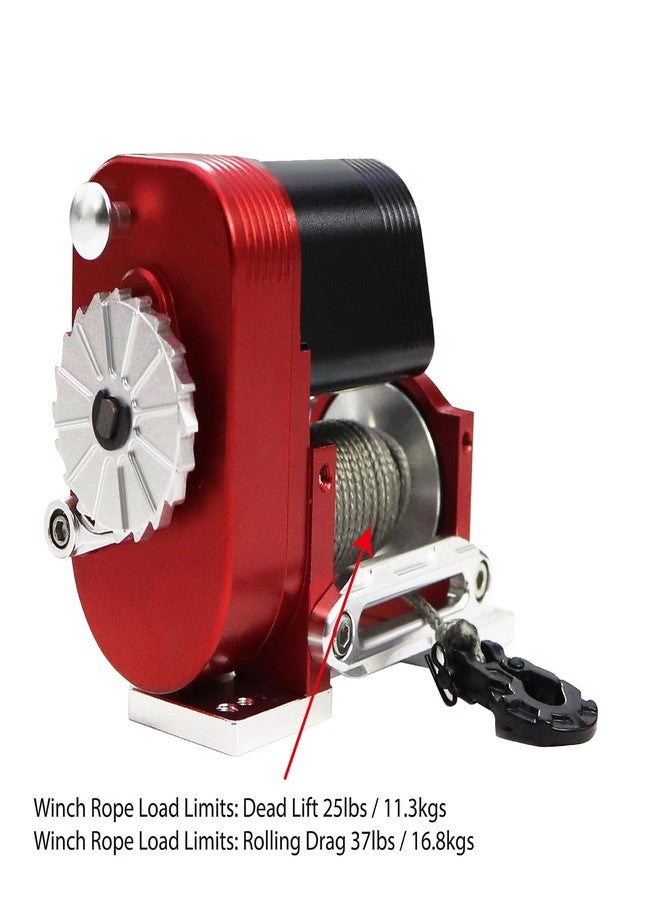 FACCNOY 1/10 Simulated 8274 Vertical Winch Aluminum 6-12.4V 50lbs Load Capacity for RC Crawler AXIAL SCX10 TRX4 RC4WD Upgrade Part (Red) - Image 3