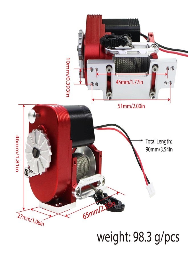 FACCNOY 1/10 Simulated 8274 Vertical Winch Aluminum 6-12.4V 50lbs Load Capacity for RC Crawler AXIAL SCX10 TRX4 RC4WD Upgrade Part (Red) - Image 2
