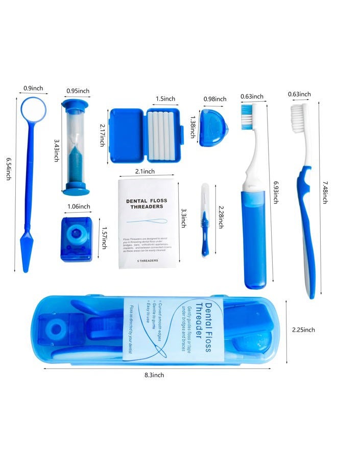 Wenge Portable Orthodontic Oral Care Kit - 2Pack - Travel Kit for Patients, Interdental Brushing Wax Floss Toothbrush Cleaning(Purple & Blue) - Image 2