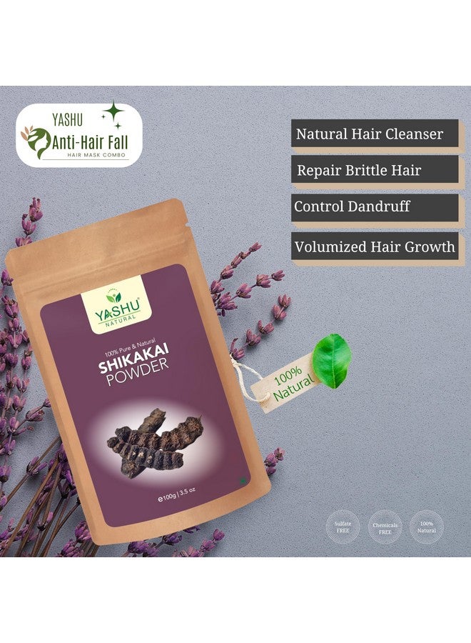 ياشو مسحوق الكركديه النقي وشيكاكاي ريثا وبرينجراج لنمو الشعر | قناع طبيعي للتحكم في تساقط الشعر عبوة من 4 قطع (400 جرام) - Image 4