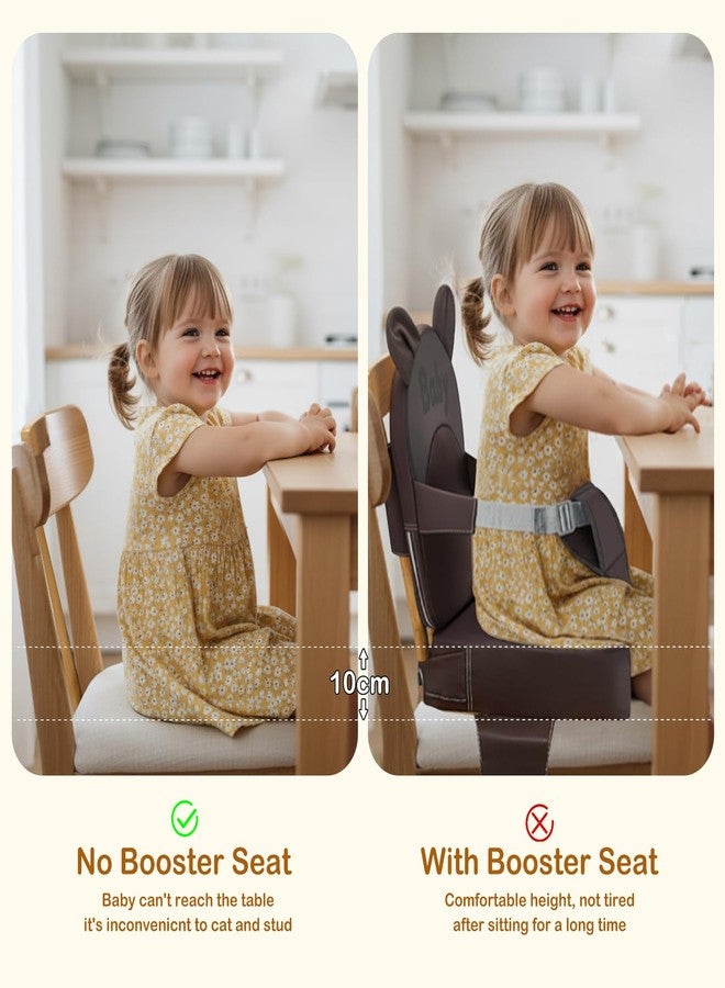 PGONEEE Booster Seat for Dining Table,Toddler Kids Boys Girls Portable PU Waterproof Travel Baby Boosters Increasing Cushion with Backrest and Adjustable Strap (Khaki, OneSize) - Image 4