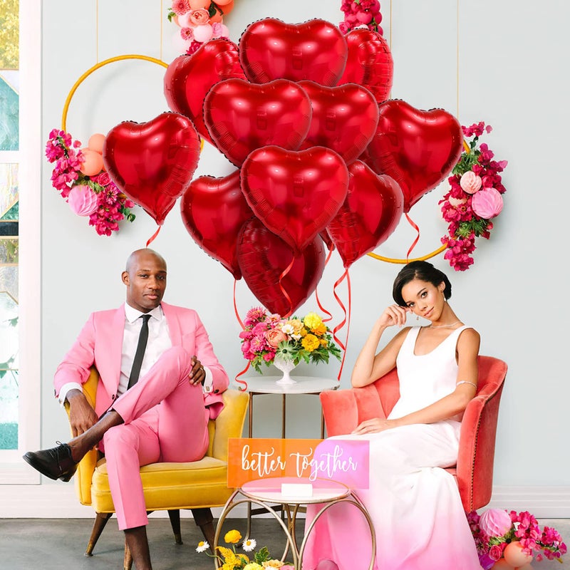Pedel Red Heart Balloons, 20 Pcs18 Inch Heart Shape Foil Balloons Love Balloons for Valentines Day Decorations, Galentines Balloons for Birthday Wedding Anniversary Party Decors - Image 4