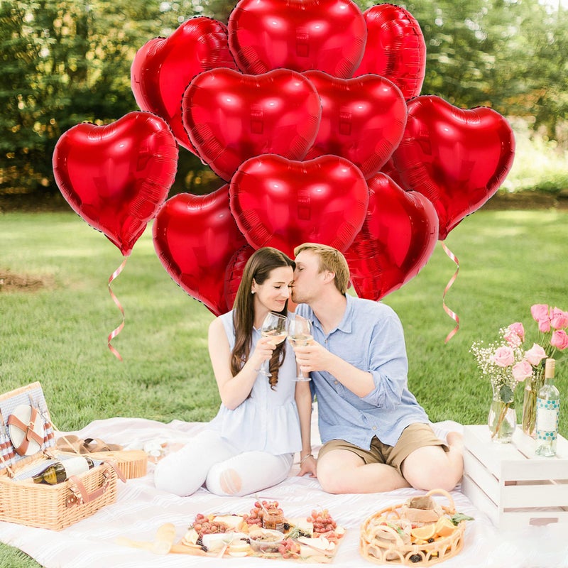 Pedel Red Heart Balloons, 20 Pcs18 Inch Heart Shape Foil Balloons Love Balloons for Valentines Day Decorations, Galentines Balloons for Birthday Wedding Anniversary Party Decors - Image 5