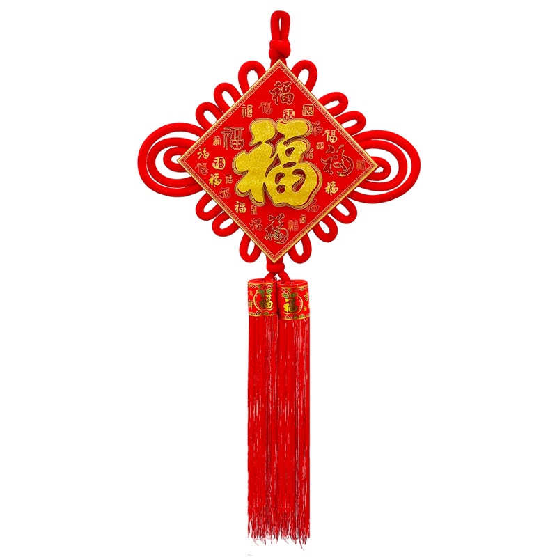 Party Magic Chinese Knot Decoration 54x100cm – Traditional Red & Gold Lucky Wall Hanging for CNY & Weddings - Image 1