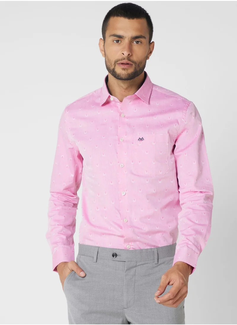 توماس سكوت Classic Self Design Pure Cotton Slim Fit Formal Shirt