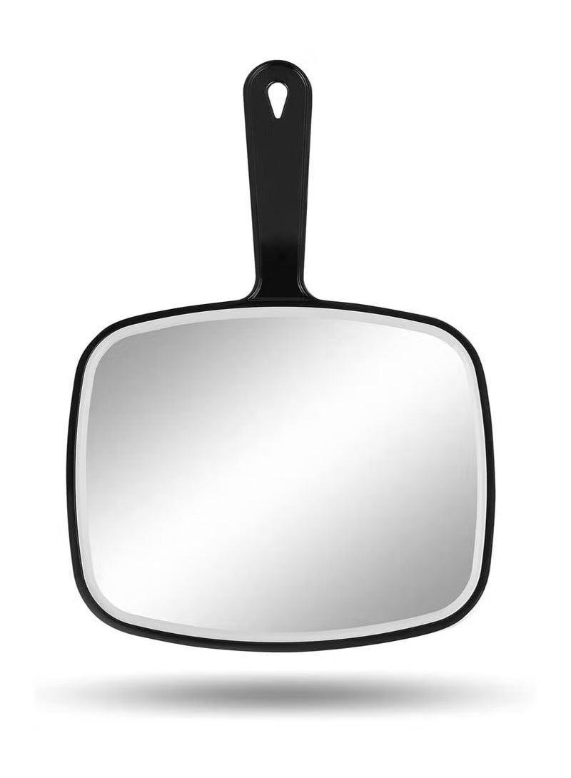 Handheld Mirror, Makeup Hand Mirror with Handle for Shaving, Makeup, Bathroom, Hair, Large Travel Handheld, hand held mirror for Makeup Home Salon Travel Use(Square Black 21.5 x 20 cm) - Image 1