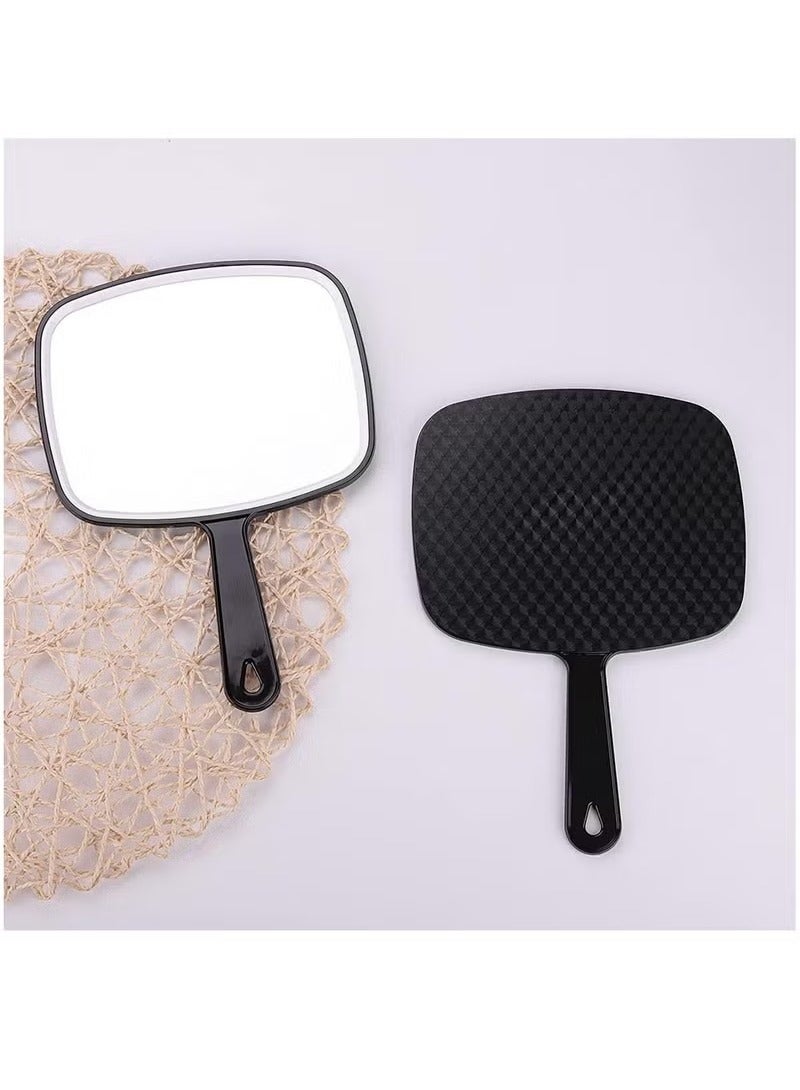 Handheld Mirror, Makeup Hand Mirror with Handle for Shaving, Makeup, Bathroom, Hair, Large Travel Handheld, hand held mirror for Makeup Home Salon Travel Use(Square Black 21.5 x 20 cm) - Image 3
