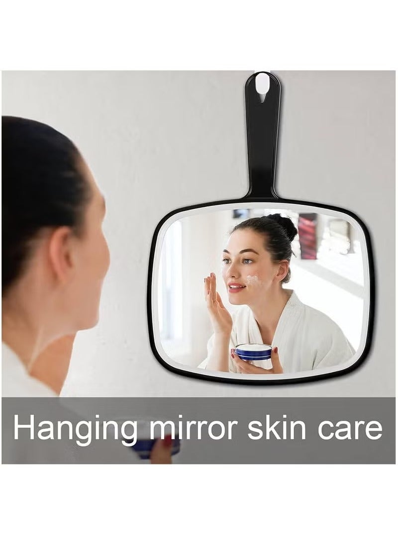 Handheld Mirror, Makeup Hand Mirror with Handle for Shaving, Makeup, Bathroom, Hair, Large Travel Handheld, hand held mirror for Makeup Home Salon Travel Use(Square Black 21.5 x 20 cm) - Image 4