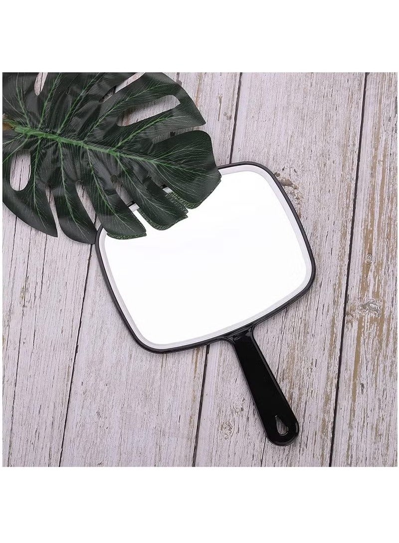 Handheld Mirror, Makeup Hand Mirror with Handle for Shaving, Makeup, Bathroom, Hair, Large Travel Handheld, hand held mirror for Makeup Home Salon Travel Use(Square Black 21.5 x 20 cm) - Image 2