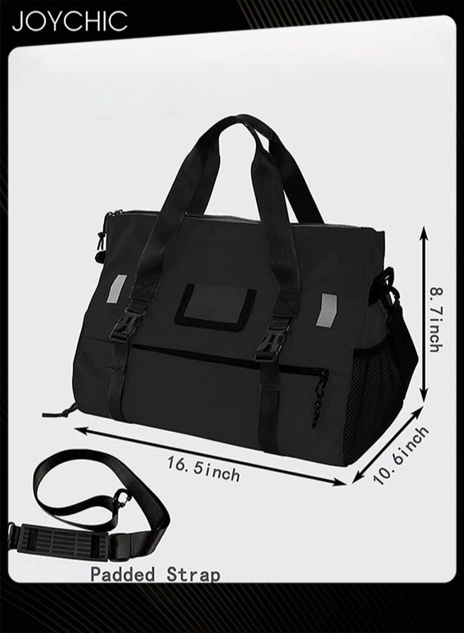 Joychic حقيبة يوغا أكسفورد مقاومة للماء محمولة بسعة كبيرة حقيبة سفر وصالة متعددة الوظائف مع قسم للأحذية سوداء للرجال والنساء - Image 5