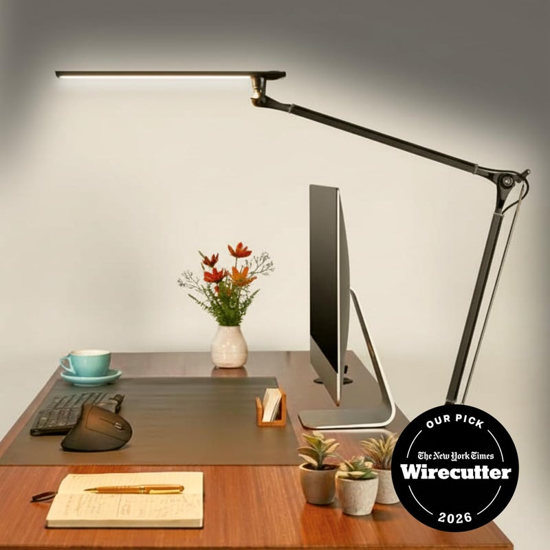 UPLIFTDESK E7 LED Desk Lamp with Clamp - Adjustable 3 Color Modes, Dimmable Black Architect Light for Standing Desk, Home Office, Dual Monitor Computer Work - Image 2