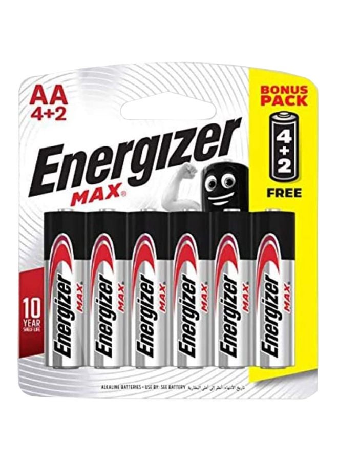 Energizer 4 AA Max + 2 AA Free Silver/Black - Image 1