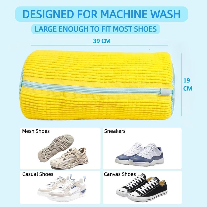 SOKT Shoe Washing Machine Bag Laundry Shoe Bag for Washer & Dryer, Reusable with Durable Zipper for Sneakers & Delicates 360° Deep Cleaning Washable Laundry Organizer Bag (YELLOW) - Image 3