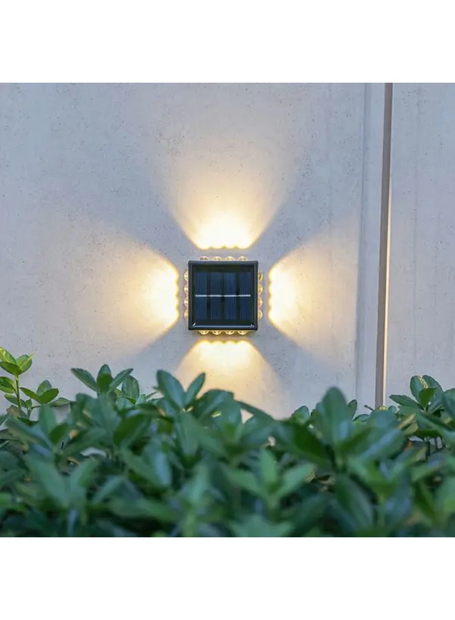 Solar Wall Lights 2 Pack 16 LED Warm White 4 Sided Outdoor Lighting For Garden Patio - Image 3