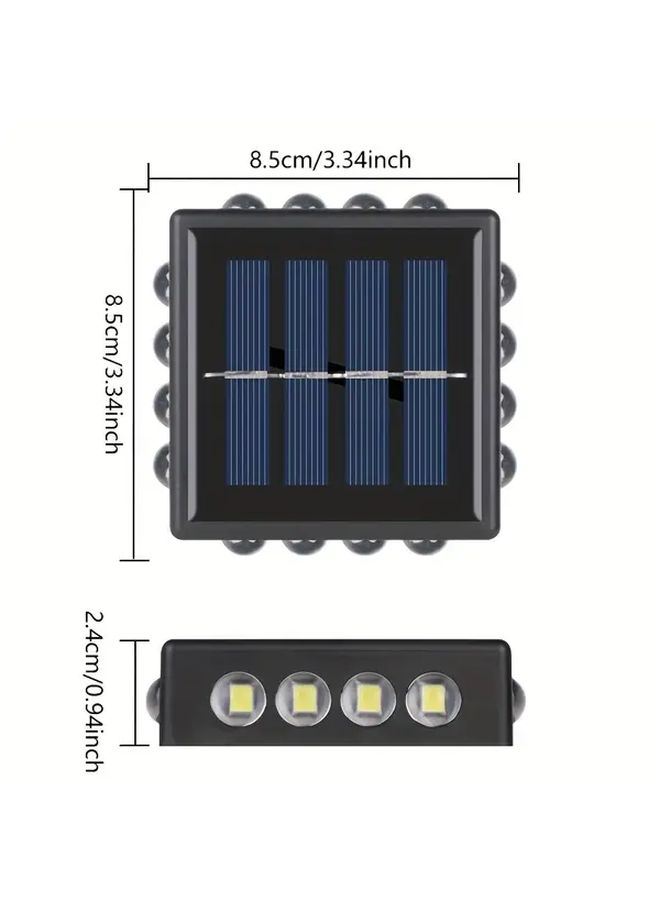 Solar Wall Lights 2 Pack 16 LED Warm White 4 Sided Outdoor Lighting For Garden Patio - Image 2
