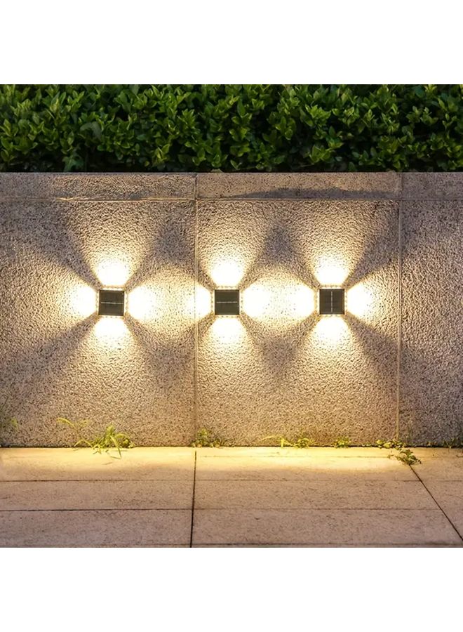 Solar Wall Lights 2 Pack 16 LED Warm White 4 Sided Outdoor Lighting For Garden Patio - Image 5