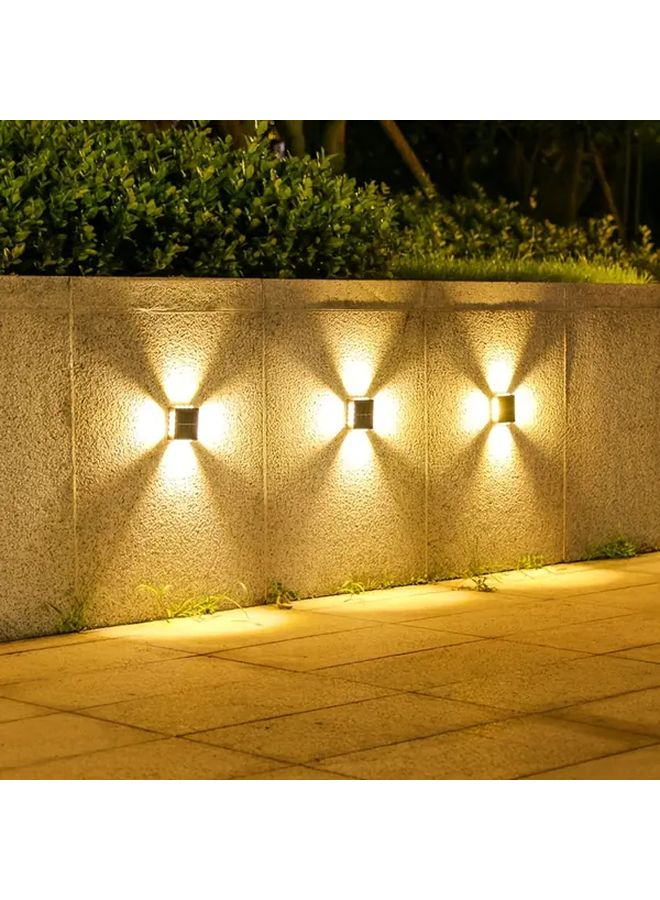 Solar Wall Lights 2 Pack 16 LED Warm White 4 Sided Outdoor Lighting For Garden Patio - Image 4