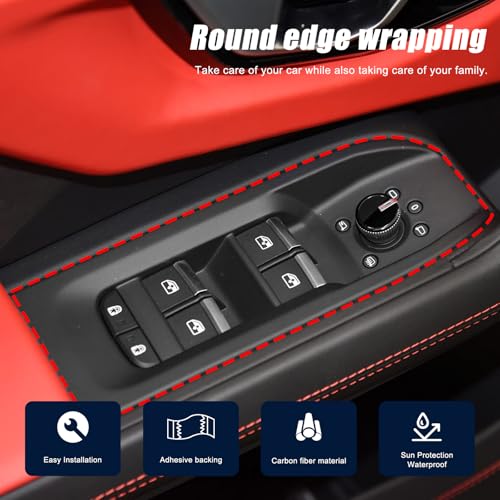 TOYCIDFG Door Window Lift Control Button Cover Trim Compatible with Lamborghini Urus 2018-2021, Carbon Fiber Interior Decoration Accessories - Image 5