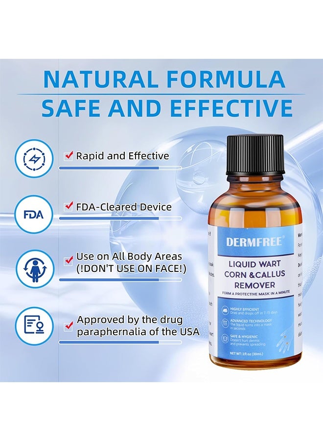 DERMFREE Liquid Wart Corn & Callus Remover 30ml, Fast Action Wart Remover Warts Removal Liquid with Salicylic Acid Remove Plantar Warts Common and Flat Wart Feet Corn Callus Treatment Liquid  - Image 5