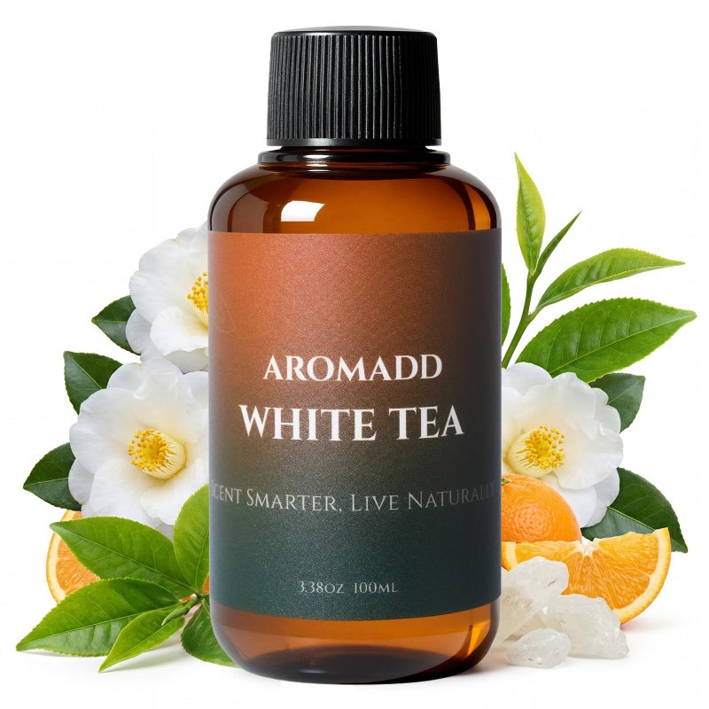 Aromadd Aromadd White Tea Diffuser Oil Inspired by Luxury Hotel Scent, Essential Oils for Waterless Diffuser, White Tea & Bergamot, Long-Lasting & Natural Home Fragrance - 3.38 fl oz (100 mL) - Image 1