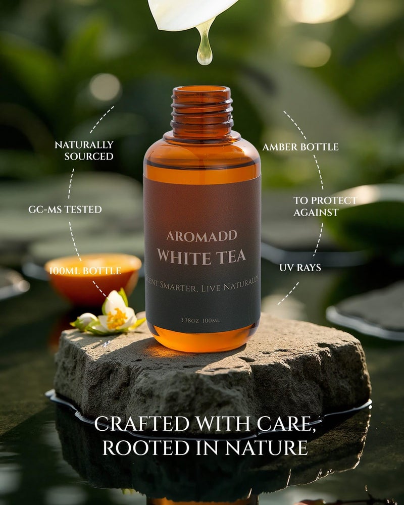 Aromadd Aromadd White Tea Diffuser Oil Inspired by Luxury Hotel Scent, Essential Oils for Waterless Diffuser, White Tea & Bergamot, Long-Lasting & Natural Home Fragrance - 3.38 fl oz (100 mL) - Image 4