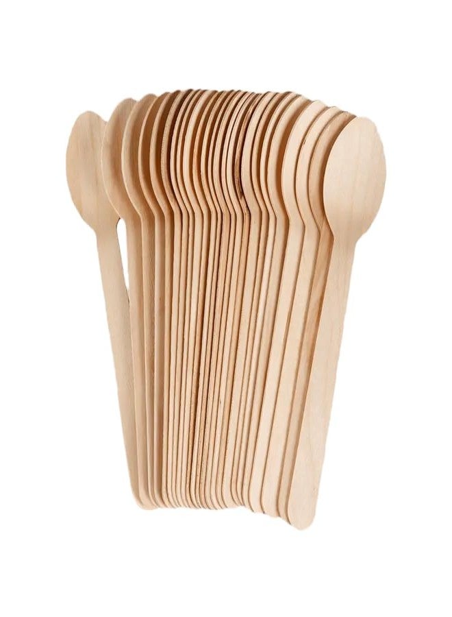 corepac A-Grade Wooden Disposable Spoons (50 Pcs) | Premium Eco-Friendly, Biodegradable & Compostable Cutlery | Smooth Finish Dessert & Ice Cream Spoons for Parties, Weddings, Picnics & Daily Use - Image 1