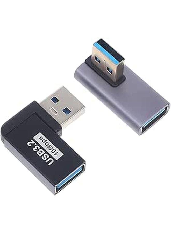 USB Right Angle Adapter 2 Pack Upward and Side Bending High Speed Data Extender for Laptop - Image 1