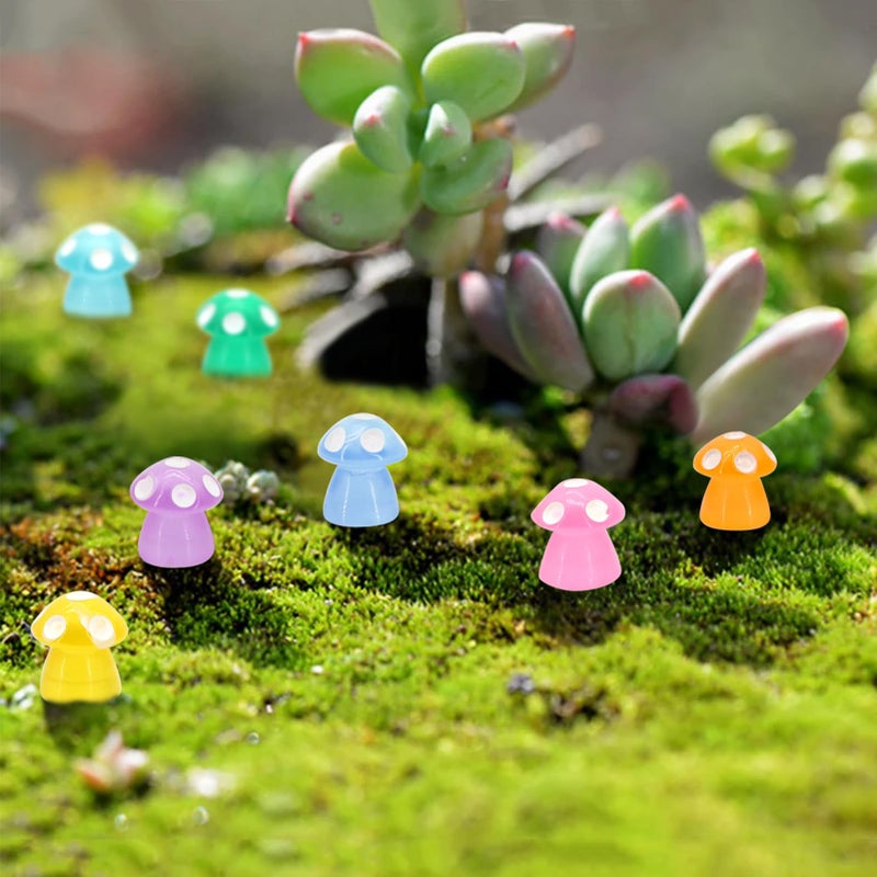 QUPIVA 50Pcs Luminous Mini Mushrooms, Small Fairy Garden Mushrooms, Tiny Mushrooms Figurines for DIY Craft Micro Landscaping Decoration - Image 5